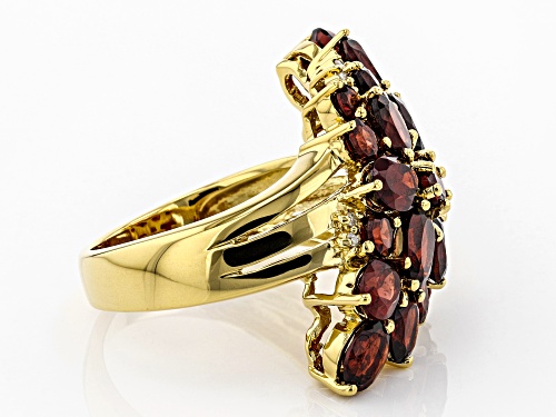 6.23ctw oval, round Vermelho Garnet™ with .04ctw white diamond accent 18k gold over silver ring - Size 6