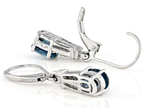 1.78ctw Teal Chromium Kyanite With .02ctw White Diamond Accents Rhodium Over Silver Dangle Earrings