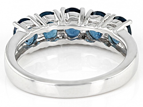 2.04ctw Teal Chromium Kyanite With .01ctw White Diamond Accent Rhodium Over Silver 5-Stone Band Ring - Size 7
