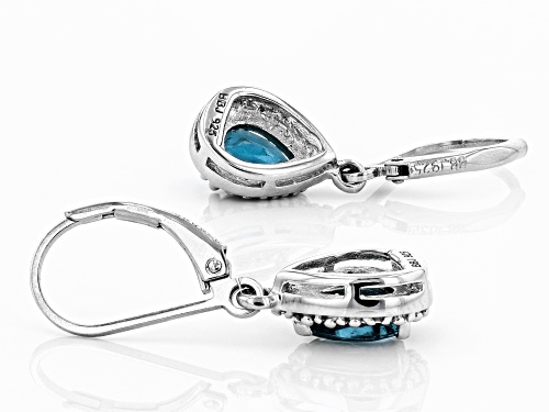 1.36ctw Teal Chromium Kyanite With .02ctw White Diamond Accents Rhodium Over Silver Dangle Earrings