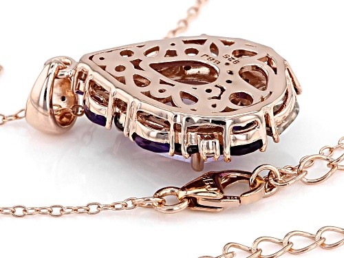 2.95ctw amethyst, 1.53ctw mixed gem & 1 diamond accent 18k rose gold over silver pendant w/chain