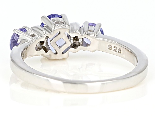 1.08ctw oval and round tanzanite with .03ctw white diamond accent rhodium over sterling silver ring - Size 9