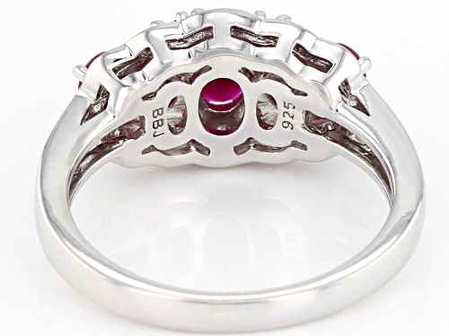 1.56ctw Burmese ruby with .06ctw red spinel and .04ctw white diamond accent rhodium over silver ring - Size 10