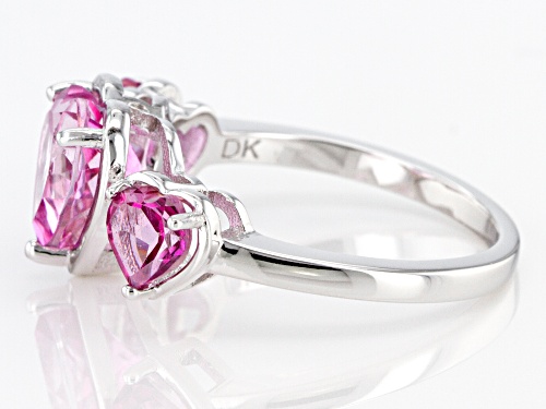 2.94ctw Pink Topaz With .01ct Single Diamond Accent Rhodium Over Sterling Silver Band Ring - Size 9