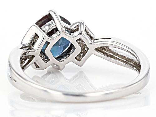 1.57CT LAB ALEXANDRITE WITH .03CTW WHITE DIAMOND ACCENT RHODIUM OVER STERLING SILVER RING - Size 9