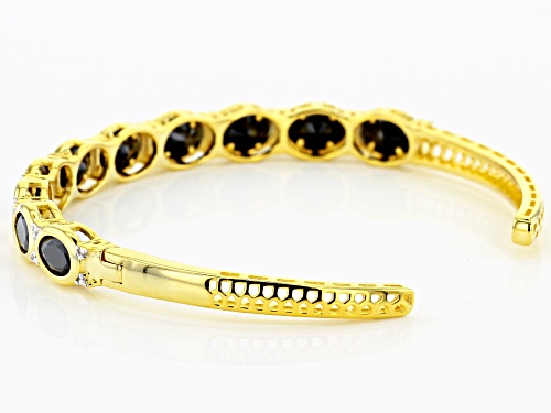 6.63ctw Oval Black Spinel With .01ct Diamond Accent 18k Yellow Gold Over Silver Bracelet - Size 7