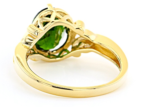 1.63ct Oval Chrome Diopside With .02ctw Round White Diamond Accent 18K Gold Over Silver Ring - Size 8