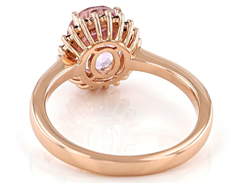 1.98ct oval kunzite with .15ctw round Champagne diamond 18k rose gold over sterling silver ring - Size 8