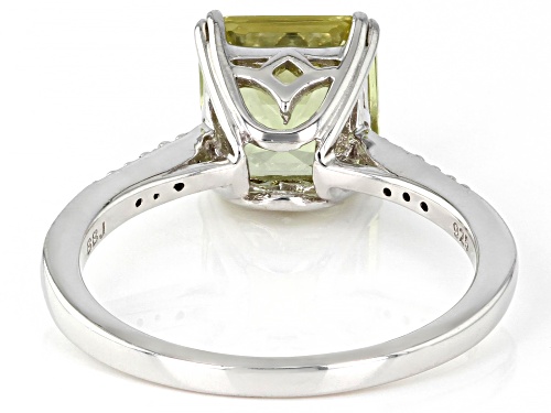 2.47ct Asscher Cut Apatite and .03ctw White Diamond Accent Rhodium over Silver Ring - Size 7
