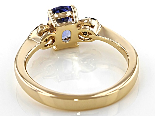 .77ct Rectangular Cushion Tanzanite With .04ctw Blue Diamond Accent 18k Yellow Gold Over Silver Ring - Size 9