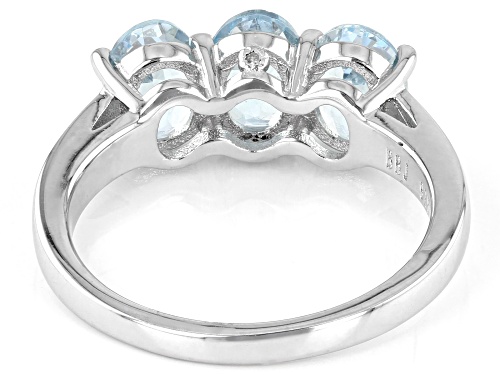 1.55ctw Oval Aquamarine With .01ctw Round White Diamond Accent Rhodium Over Sterling Silver Ring - Size 11