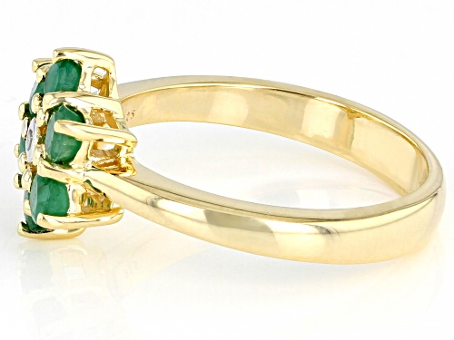 0.65ctw Emerald with 0.01ct Single Diamond Accent 18k Yellow Gold Over Sterling Silver Ring - Size 7