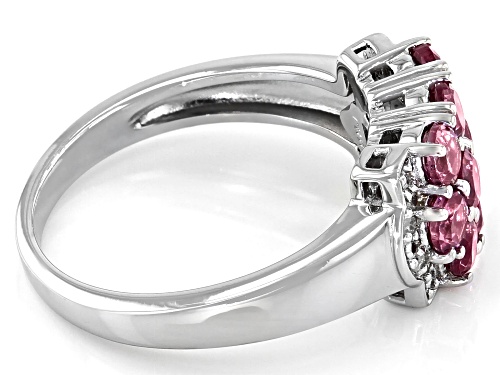 1.27ctw Round Blush Color Garnet With 0.03ctw White Diamond Accent Rhodium Over Silver Ring - Size 8