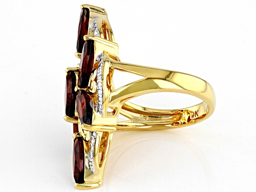 3.57ctw Marquise Vermelho Garnet™ With 0.01ctw Diamond Accent 18K Yellow Gold Over Silver Ring - Size 7