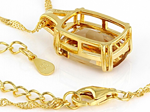 5.53ctw Champagne Quartz & 0.03ctw Champagne Diamonds 18k Yellow Gold Over Silver Pendant With Chain