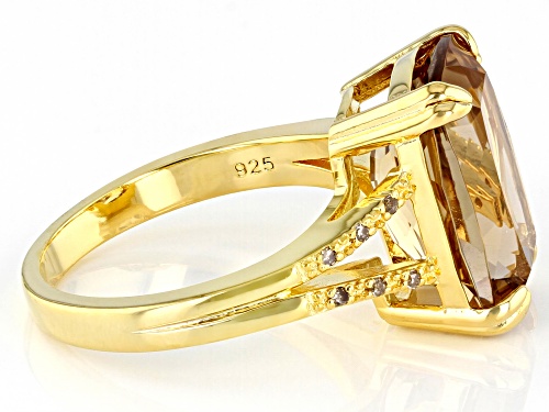 5.53ct Champagne Quartz With 0.05ctw Champagne Diamond Accent 18k Yellow Gold Over Silver Ring - Size 8