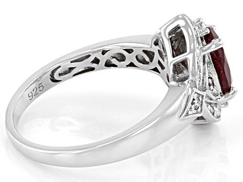 1.45ct Oval Mahaleo® Ruby With .07ctw Champagne Diamond Accent Rhodium Over Sterling Silver Ring - Size 10