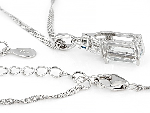 1.13ct Rectangular Octagonal Aquamarine With 0.21ctw Multi Gem Rhodium Over Silver Pendant Chain