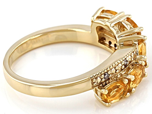 0.89ctw Oval Citrine With 0.03ctw Champagne Diamond Accent 18k Yellow Gold Over Silver Ring - Size 5