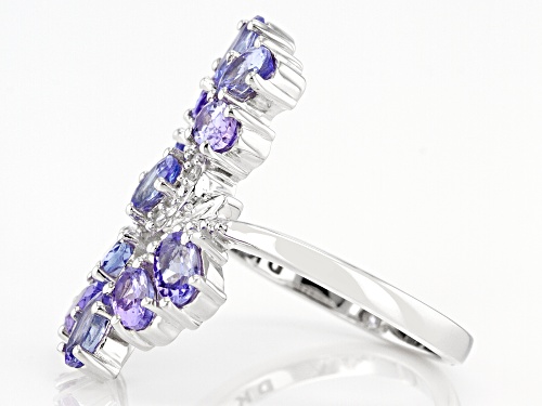 2.15ctw Oval Tanzanite With 0.04ctw White Diamond Rhodium Over Sterling Silver Ring - Size 8