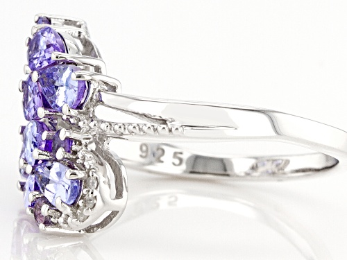 1.70ctw Mixed Shapes Tanzanite With 0.03ctw White Diamond Accent Rhodium Over Sterling Silver Ring - Size 7