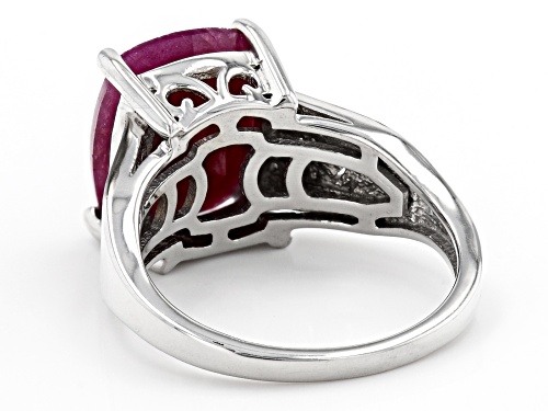 6.88ct Indian Ruby With .04ctw Champagne Diamond Rhodium Over Sterling Silver Ring - Size 6