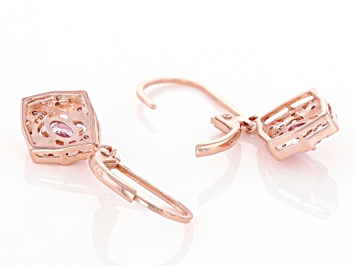 0.50ctw Color Shift Garnet And 0.07ctw Champagne Diamond 18K Rose Gold Over Sterling Silver Earrings