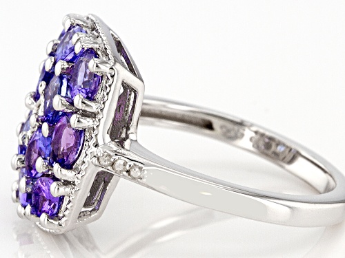 1.97ctw Tanzanite With White Diamond Rhodium Over Sterling Silver Ring - Size 9