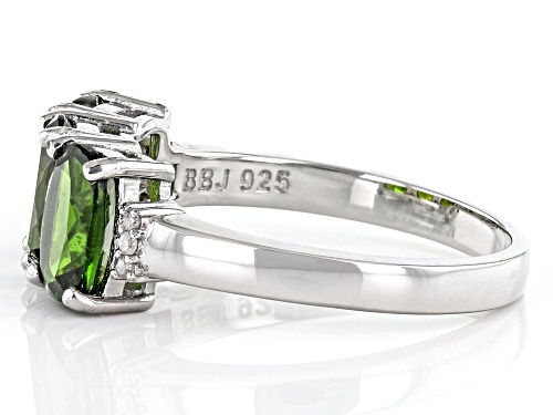 2.27ctw Cushion Chrome Diopside And 0.03ctw White Diamond Accent Rhodium Over Silver Ring - Size 9