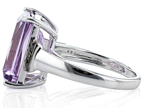 6.47ct African Amethyst & 0.04ctw Champagne Diamond Rhodium Over Sterling Silver Ring - Size 9
