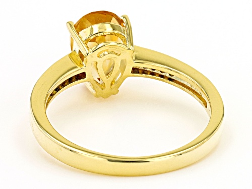 1.05ct Pear Shaped Citrine With 0.04ctw Champagne Diamond Accent 18k Yellow Gold Over Silver Ring - Size 8