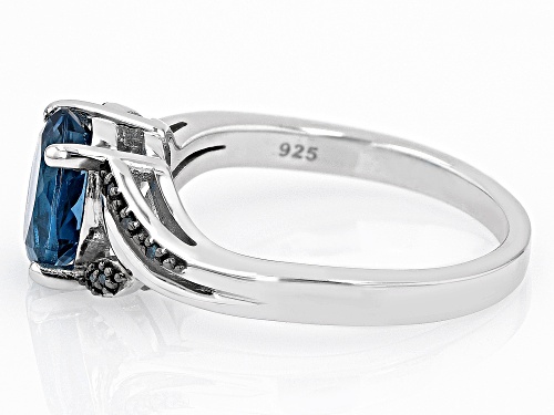 1.92ct London Blue Topaz With 0.03ctw Blue Diamond Rhodium Over Sterling Silver Ring - Size 6
