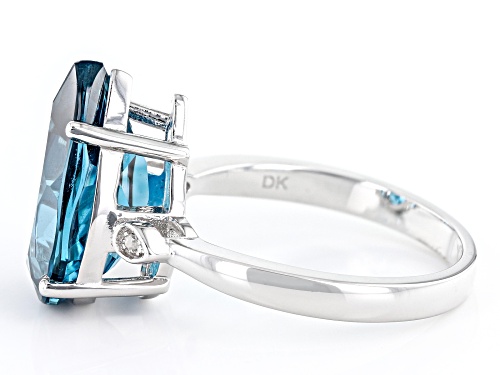 5.68ct London Blue Topaz And 0.01ctw White Diamond Rhodium Over Sterling Silver Ring - Size 8