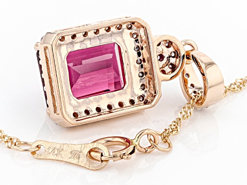 2.51ctw Pink Tourmaline With Pink Spinel And White Diamond 14k Rose Gold Pendant With Chain.