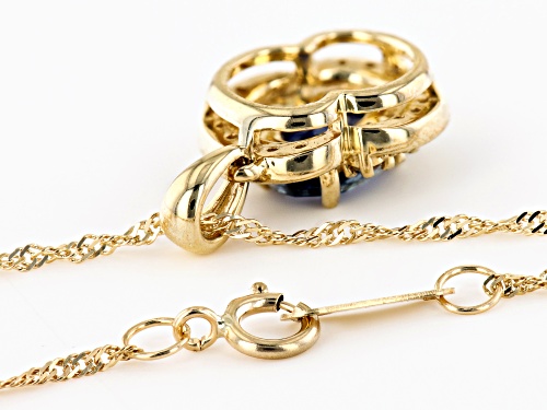 .75ctw Ceylon Blue Sapphire With .15ctw White Diamond 10K Yellow Gold Pendant With Chain.