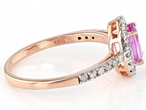 0.65ct Oval Pink Sapphire With 0.21ctw White Diamond Rhodium Over 10K Rose Gold Ring - Size 7