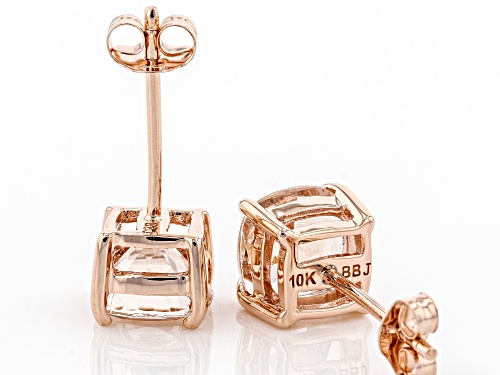 1.40ctw Square Cushion Cor-De-Rosa Morganite™ 10k Rose Gold Stud Earrings