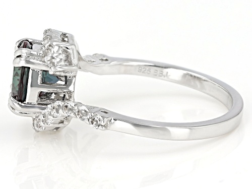 1.95ct  Lab Created Color Change Alexandrite & .49ctw White Topaz Rhodium Over Sterling Silver Ring - Size 10