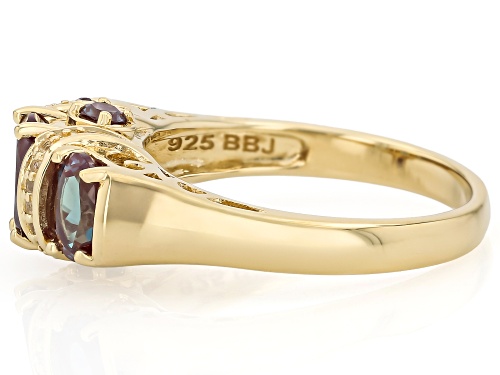 1.44ctw Lab Created Alexandrite with .03ctw White Topaz 18k Yellow Gold Over Sterling Silver Ring - Size 10