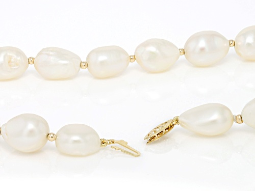 10.5-11.5mm White Cultured Freshwater Pearl 18k Yellow Gold Over Sterling Silver 18