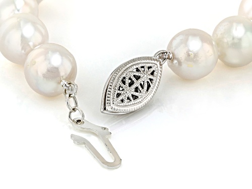 9-9.5mm White Cultured Japanese Akoya Pearl Sterling Silver Necklace - Size 18