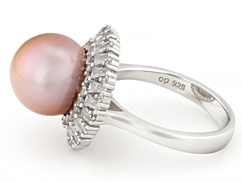 Genusis Pearls™ 10.5mm Pink Cultured Freshwater Pearl And Bella Luce® Rhodium Over Silver Ring - Size 7