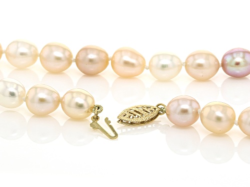 7-8mm Multi-Color Cultured Freshwater Pearl 14k Yellow Gold Necklace - Size 18