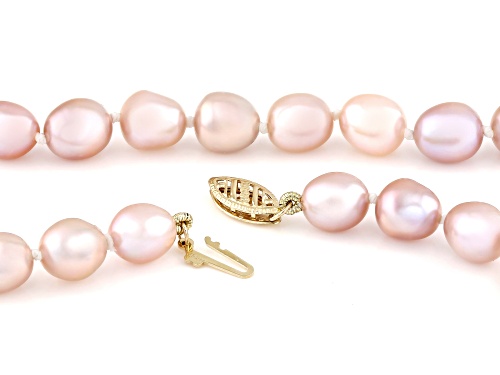 6-7mm Pink Cultured Freshwater Pearl 14k Yellow Gold Necklace - Size 18