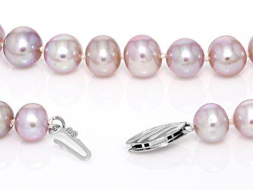 6.5-7mm Purple Cultured Freshwater Pearl Rhodium Over Sterling Silver Necklace - Size 18