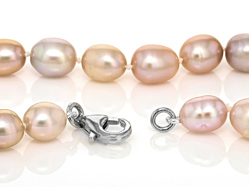 7-8mm Multi-Color Cultured Freshwater Pearl Rhodium Over Sterling Silver Necklace - Size 18