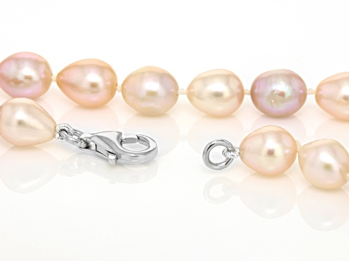 7-8mm Multi-Pink Cultured Freshwater Pearl Rhodium Over Sterling Silver Necklace - Size 22