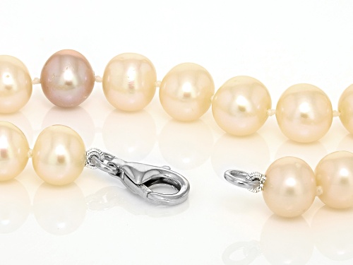 7.5-8.5mm Cultured Freshwater Pearl Rhodium Over Sterling Silver Necklace - Size 20