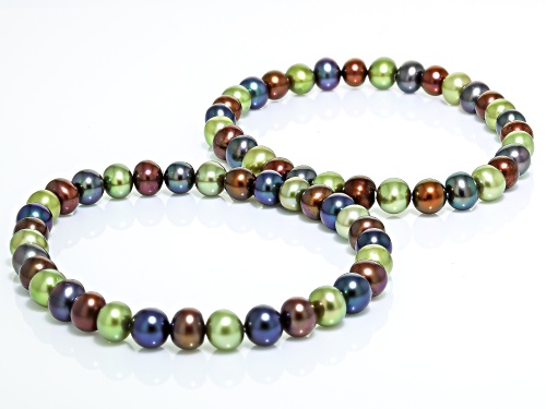 6-7mm Multi-Color Freshwater Pearl Bracelet Set of 2
