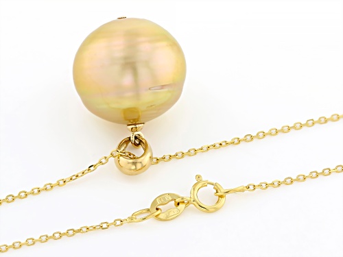 14-15mm Golden Cultured South Sea Pearl 14k Yellow Gold Pendant